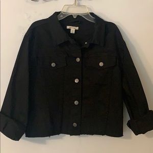 Francesca’s Cropped Black Denim Jacket